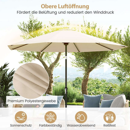Sonnenschirm 300cm mit Solar-LED-Beleuchtung, 9 Modi