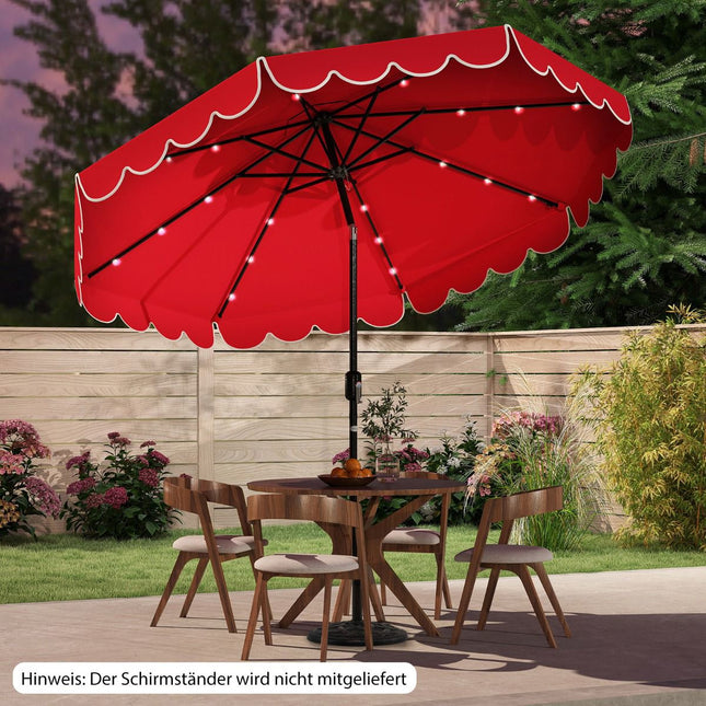 Parasol de terrasse 300 cm avec éclairage LED solaire et manivelle