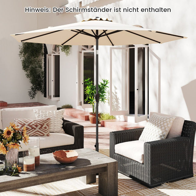 Parasol de terrasse de 303 cm de diamètre, inclinable, beige