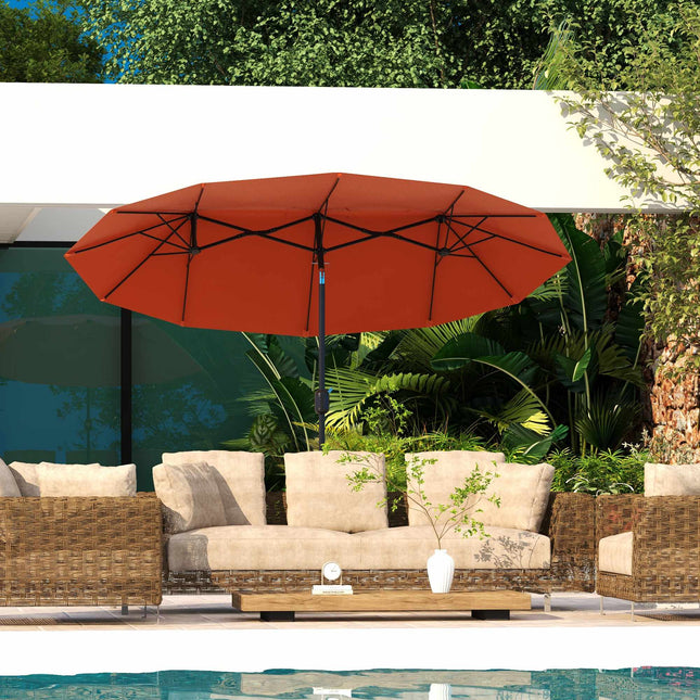 Parasol de terrasse réglable, rouge, 295 x 152 cm, polyester