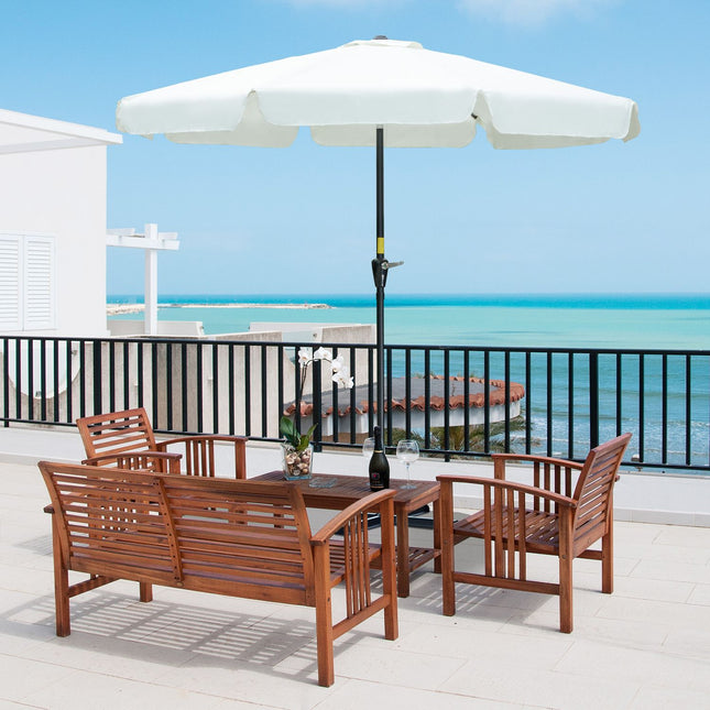 Parasol De Marché Ø2,66M, Protection Uv 50+, 8 Baleines, Réglable, Beige