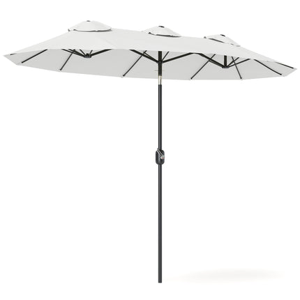 Parasol de terrasse inclinable à manivelle, 295 x 152 cm, crème