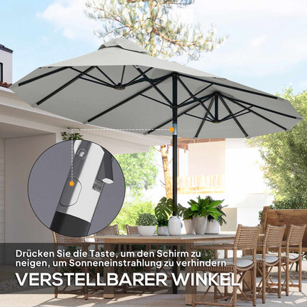 Parasol de terrasse inclinable à manivelle, 295 x 152 cm, crème