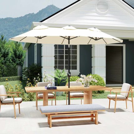 Parasol de terrasse inclinable à manivelle, 295 x 152 cm, crème