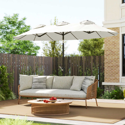 Parasol de terrasse inclinable à manivelle, 295 x 152 cm, crème