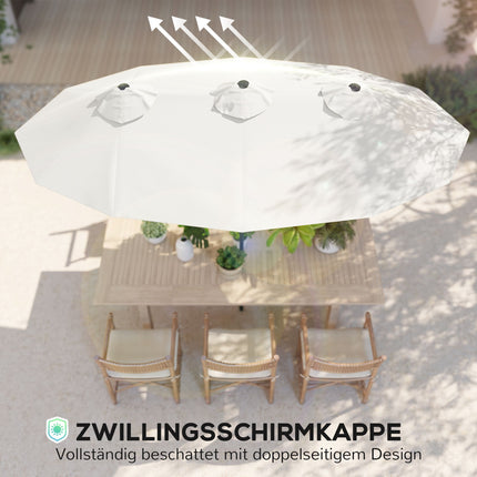 Parasol de terrasse inclinable à manivelle, 295 x 152 cm, crème