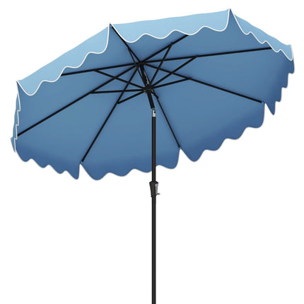 Parasol de terrasse avec manivelle, inclinaison et ventilation, 280 cm, bleu