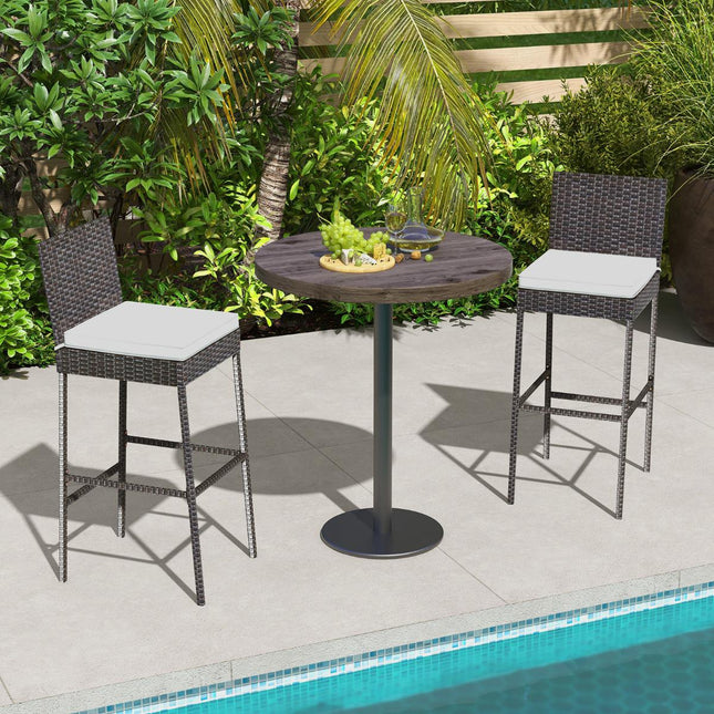 Terrassen-Rattanhocker, gepolstert, 2er-Set, 76 cm