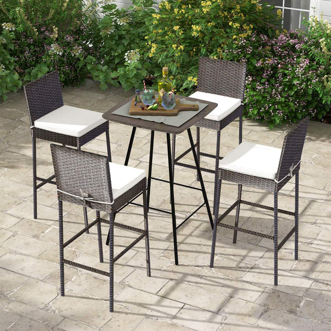 Barhocker-Set für den Außenbereich, 4 Stück, mit Kissen, 76 cm