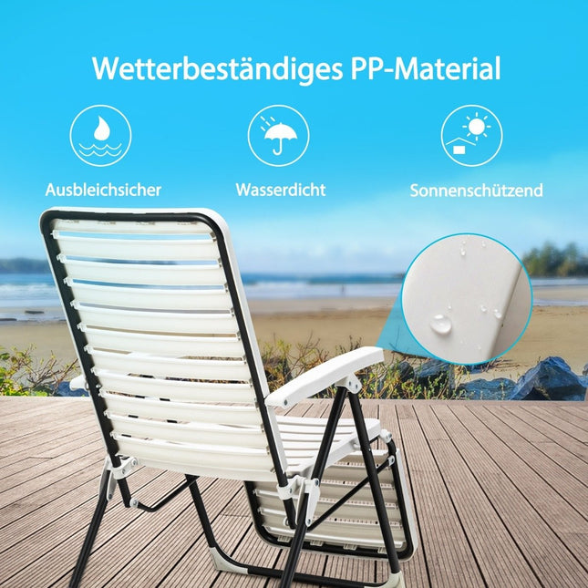 Terrassenliegestuhl mit Fußstütze Klappliegestuhl Weiß