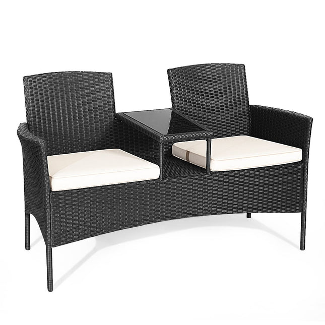 Ensemble de salon de jardin résistant à l'usure, canapé de terrasse, 138x62x85 cm, blanc