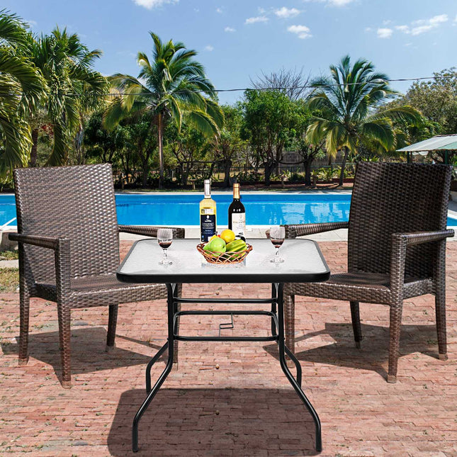 Table de patio Table basse rectangulaire avec plateau Table de bistrot Table de jardin Table en verre Noire