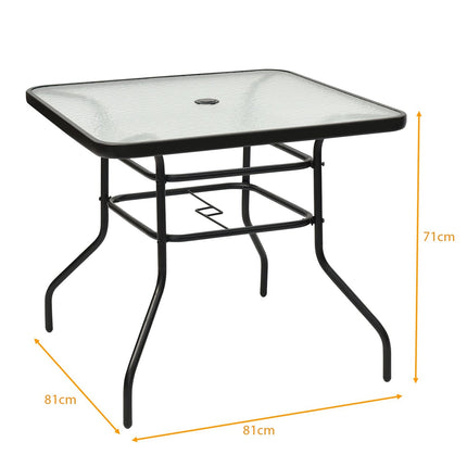 Table de patio Table basse rectangulaire avec plateau Table de bistrot Table de jardin Table en verre Noire