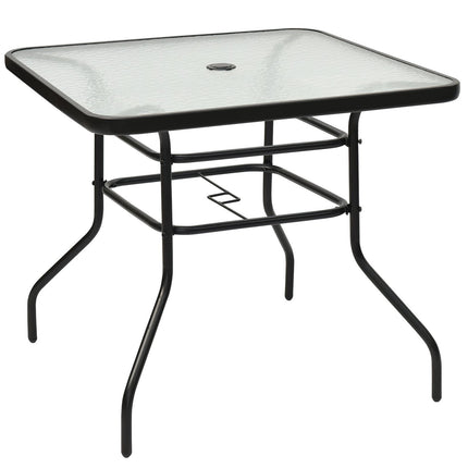 Table de patio Table basse rectangulaire avec plateau Table de bistrot Table de jardin Table en verre Noire