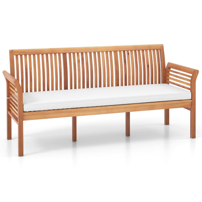 Terrassenbank aus Holz mit weichen Sitzpolstern und ergonomischer Rückenlehne Gartenbank