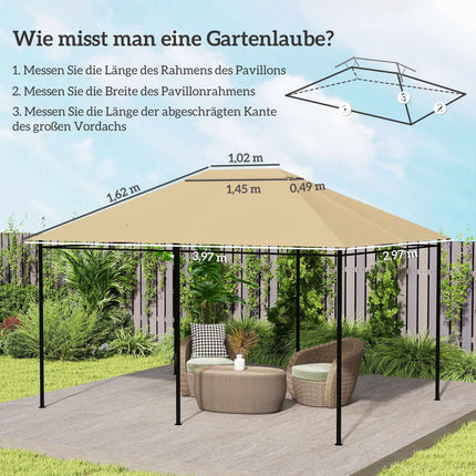 Pavillon-Ersatzdach, wetterfest, 397x297 cm, Khaki