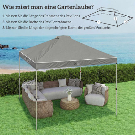 Toiture de remplacement pour pavillon, 300 x 300 cm, protection UV50+, étanche