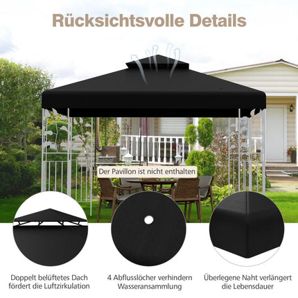 Pavillon Ersatzdach 3x3M Schwarz – Wetterfest