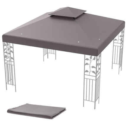 Toiture de remplacement pour pavillon, 3 x 3 m, gris, avec volet de ventilation