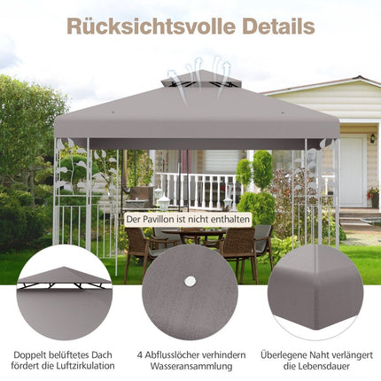 Toiture de remplacement pour pavillon, 3 x 3 m, gris, avec volet de ventilation