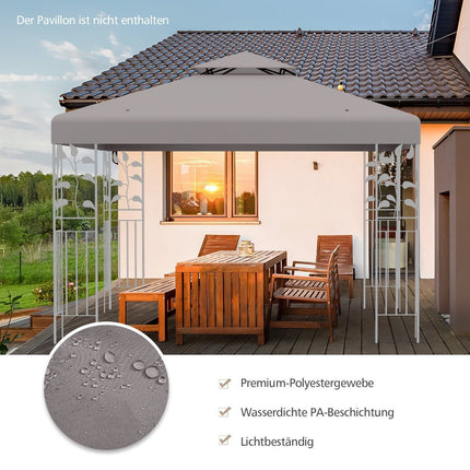 Toiture de remplacement pour pavillon, 3 x 3 m, gris, avec volet de ventilation