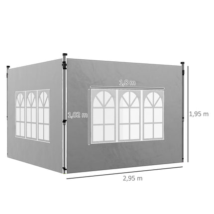 Ensemble de parois latérales pour pavillon, 3x3/3x4m, imperméable, gris clair