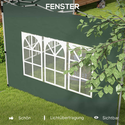 Ensemble de parois latérales de pavillon avec fenêtres, étanches, vertes