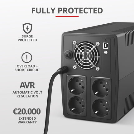 Paxxon 1500VA UPS 4 sockets Schuko