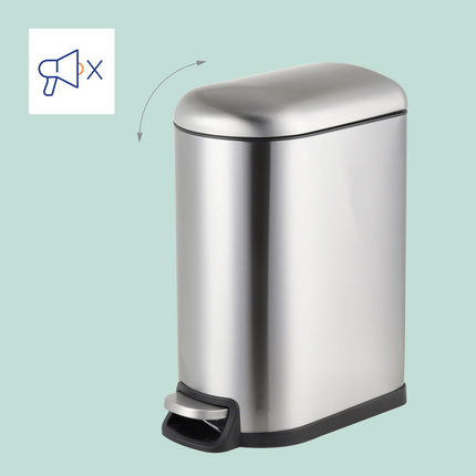 Poubelle à pédale, 10 L, métal, couvercle à fermeture douce