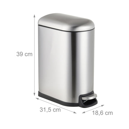 Poubelle à pédale, 10 L, métal, couvercle à fermeture douce