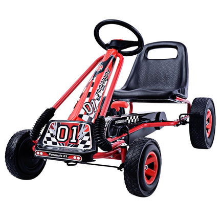 Karting à pédales pour enfants, siège réglable, rouge