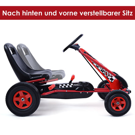 Karting à pédales pour enfants, siège réglable, rouge