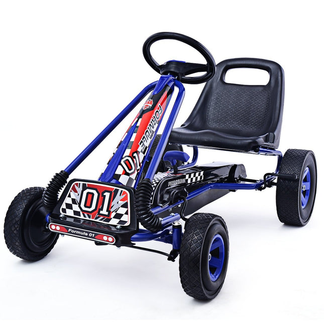 Pédale Gokart Racing Voiture Enfant Pédale Véhicule Pédale Voiture Gocart Siège Extérieur Bleu