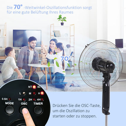 Standventilator mit Fernbedienung, höhenverstellbar und 3 Geschwindigkeitsstufen