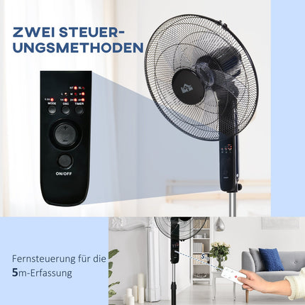 Standventilator mit Fernbedienung, höhenverstellbar und 3 Geschwindigkeitsstufen