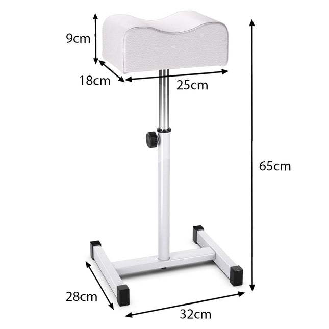 Tabouret de pédicure avec repose-pieds réglable en hauteur pour le soin des ongles dans les salons spa blanc