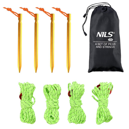 Heringe mit Seil für Camping, 6er-Set