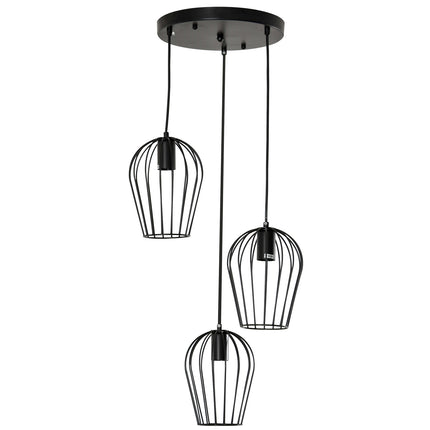Schwarze Metall-Deckenlampe – modernes geometrisches Design, Ø38x145 cm