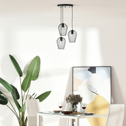 Schwarze Metall-Deckenlampe – modernes geometrisches Design, Ø38x145 cm