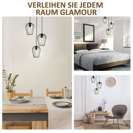 Schwarze Metall-Deckenlampe – modernes geometrisches Design, Ø38x145 cm
