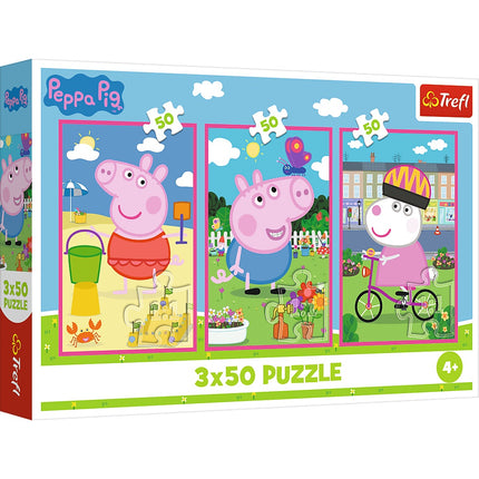 Ensemble de puzzle Peppa Pig, 3 x 50 pièces, thème de l'amitié