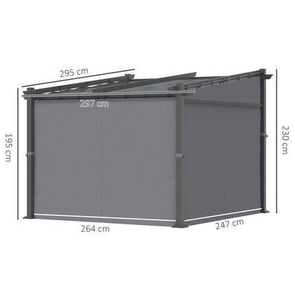 Wasserabweisender Pavillon 2,97x2,95M mit Sonnenschutz und Seitenwänden