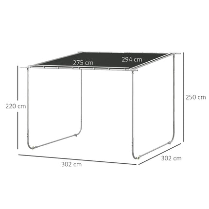Pergola, Pavillon D'Environ 3 X 3 M, Auvent De Terrasse Avec Protection Uv, Sac De Sable, Pavillon De Jardin, Pavillon De Terrasse Avec Roulettes Pour Balcon, Oxford