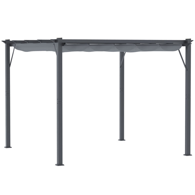 Aluminium Pergola Pavillon, Schiebedach, Anthrazitgrau, 3x3M