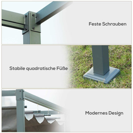 Pergola-Gartenpavillon mit Schiebedach – Wetterfestes Terrassendach