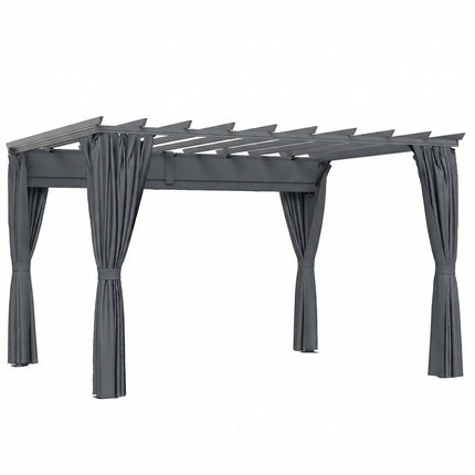 Pavillon pergola 3 x 3,6 m, structure en aluminium, gris foncé