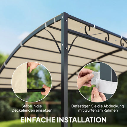 Toile de rechange pour pergola, 3 x 3 m, polyester résistant à l'eau