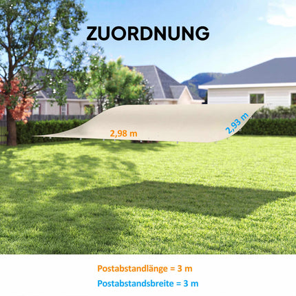 Toile de rechange pour pergola, 3 x 3 m, polyester résistant à l'eau
