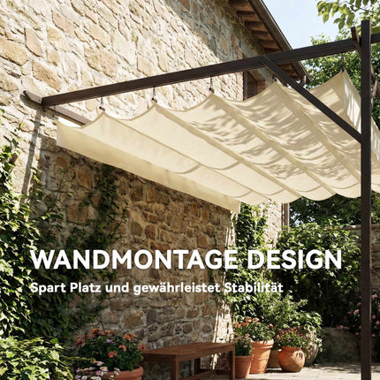 Wandmontierte Pergola mit verstellbarem Dach, 4x3m, UV30+-Schutz