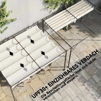 Wandmontierte Pergola mit verstellbarem Dach, 4x3m, UV30+-Schutz